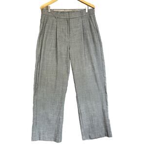 OLD NAVY Trousers Large High Waisted Taylor Wide Leg Grey Plaid Full Length Pant